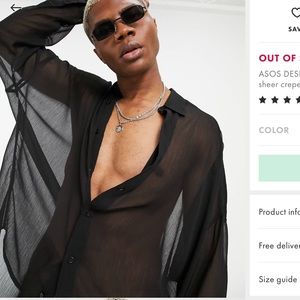 NWOT ASOS MENS OVERSIZED SHEER SHIRT